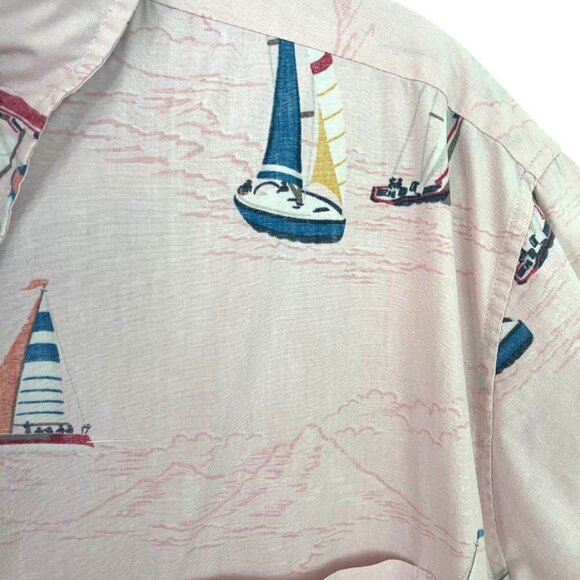 Reyn Spooner Mens Shirt Pink Size XL Button Front Sailboat Print Pure Cotton - Picture 6 of 11
